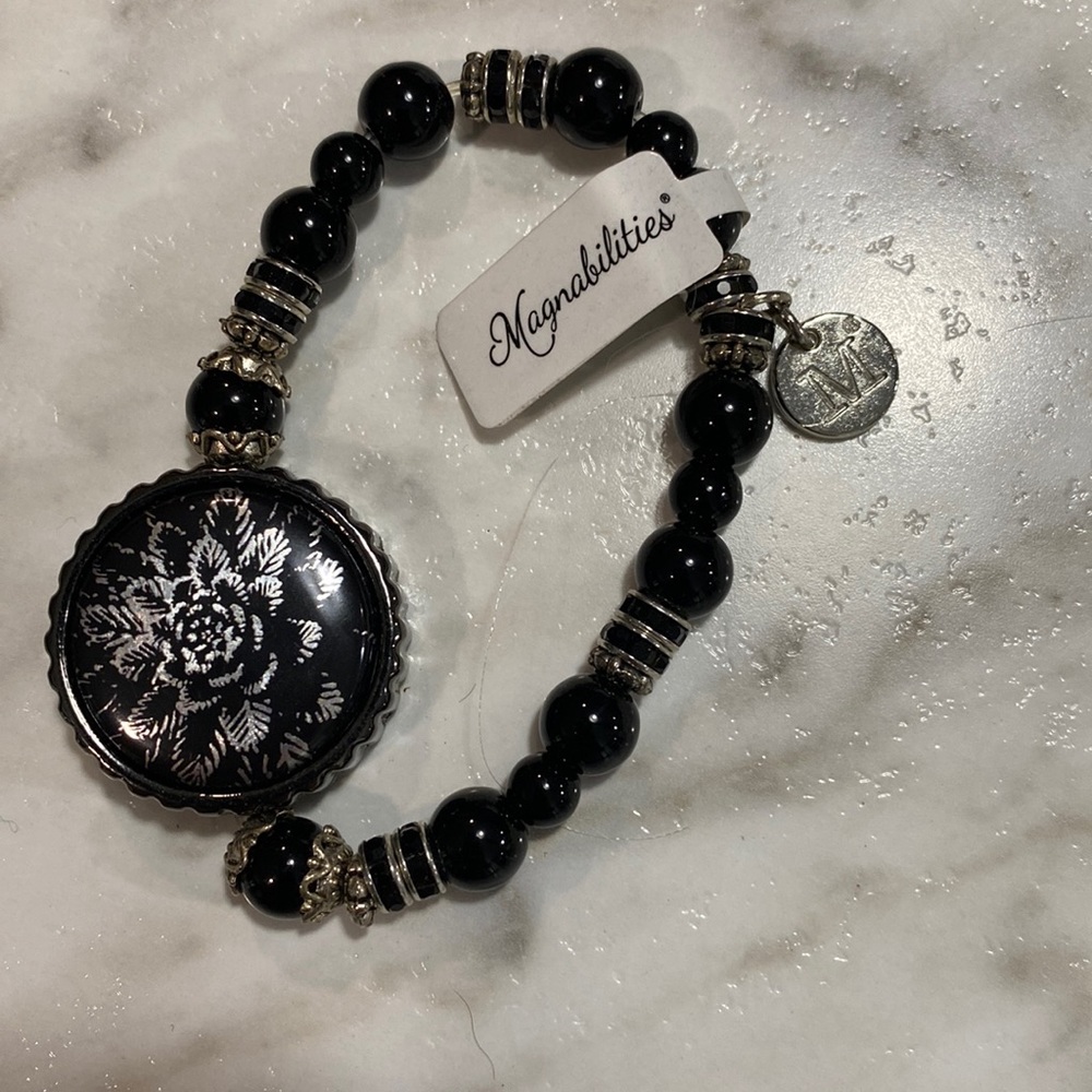 Black and silver stretch bracelet